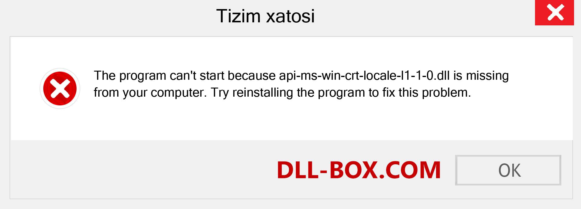 api-ms-win-crt-locale-l1-1-0.dll fayli yo'qolganmi?. Windows 7, 8, 10 uchun yuklab olish - Windowsda api-ms-win-crt-locale-l1-1-0 dll etishmayotgan xatoni tuzating, rasmlar, rasmlar